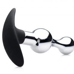 Master Series Dark Drop Metal And Silicone Beaded Anal Plug