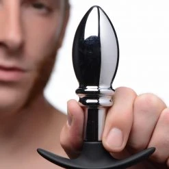 Master Series Dark Stopper Metal And Silicone Anal Plug