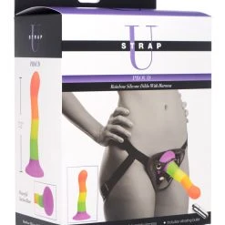 Strap U Proud Rainbow Silicone Dildo With Harness Dildos & Strap-Ons