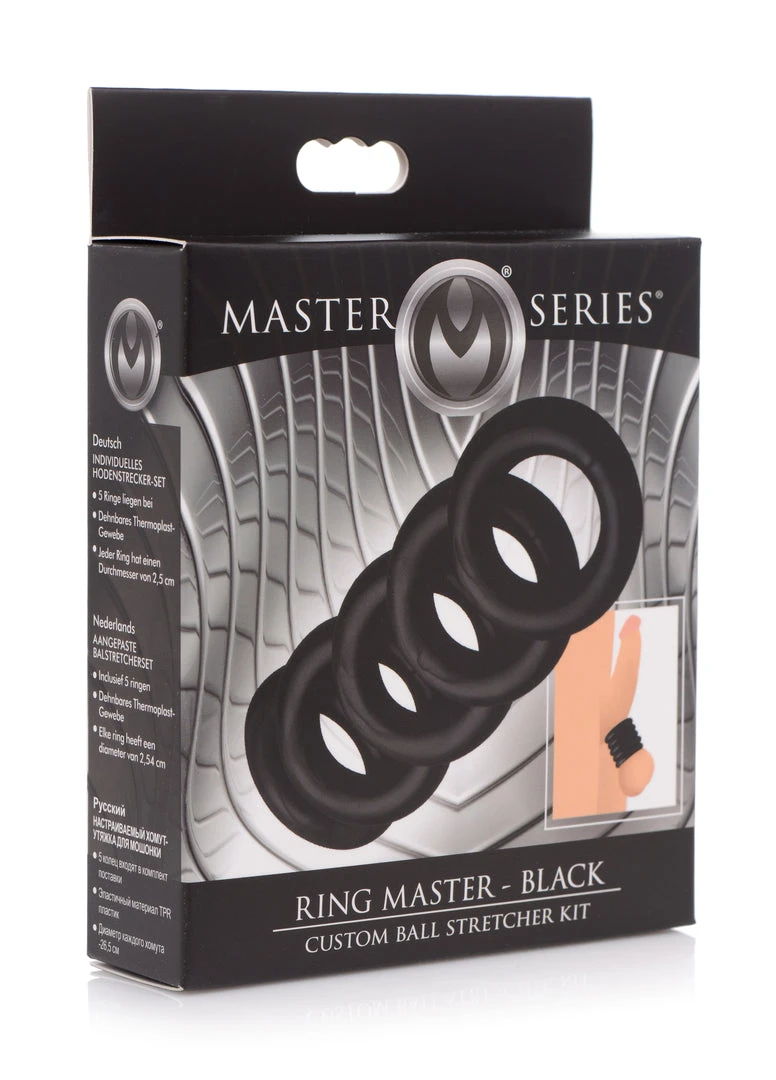 Master Series BDSM Ring Master Custom Ball Stretcher Kit - Silver 8 Master Series BDSM Ring Master Custom Ball Stretcher Kit - Silver