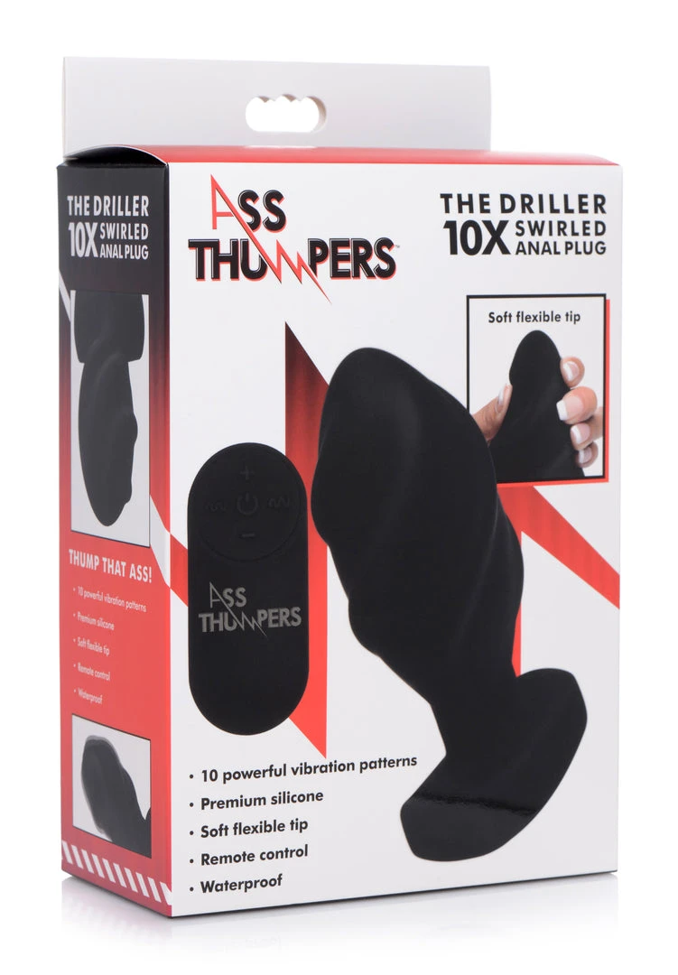 Ass Thumpers The Driller 10X Swirled Silicone Remote Control Vibrating Butt Plug 8 Ass Thumpers The Driller 10X Swirled Silicone Remote Control Vibrating Butt Plug