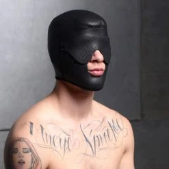 Master Series BDSM Scorpion Hood With Removable Blindfold And Face Mask