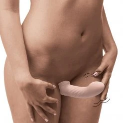 Strap U Ergo-Fit Twist Inflatable Vibrating Silicone Strapless Strap-on - Beige