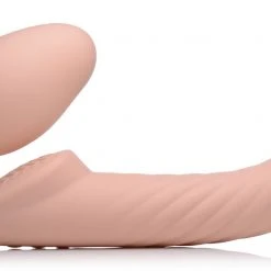 Strap U Ergo-Fit Twist Inflatable Vibrating Silicone Strapless Strap-on - Beige