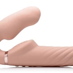Strap U Ergo-Fit Twist Inflatable Vibrating Silicone Strapless Strap-on - Beige
