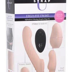 Strap U Ergo-Fit Twist Inflatable Vibrating Silicone Strapless Strap-on - Beige