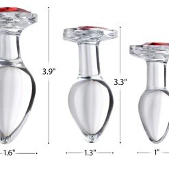 Booty Sparks Heart Gem Glass Anal Plug Set