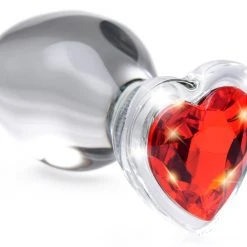 Booty Sparks Heart Gem Glass Anal Plug - Large