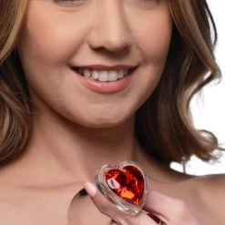 Booty Sparks Heart Gem Glass Anal Plug - Large