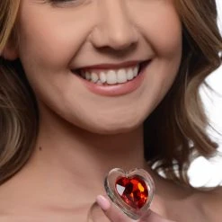 Booty Sparks Heart Gem Glass Anal Plug - Medium