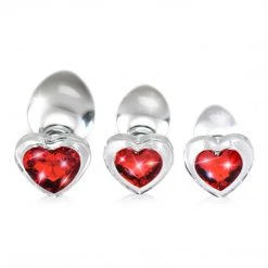 Booty Sparks Heart Gem Glass Anal Plug Set