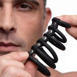 Strict BDSM 6 Ring Silicone Chastity Device