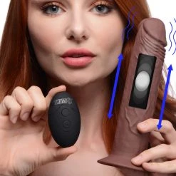 Thump It 7X Remote Control Vibrating And Thumping Dildo - Dark