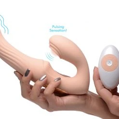 Strap U Dildos & Strap-Ons 15X U-Pulse Silicone Pulsating And Vibrating Strapless Strap-on With Remote - Blush