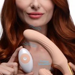 Strap U Dildos & Strap-Ons 15X U-Pulse Silicone Pulsating And Vibrating Strapless Strap-on With Remote - Blush