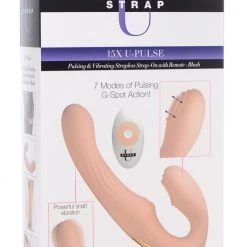 Strap U Dildos & Strap-Ons 15X U-Pulse Silicone Pulsating And Vibrating Strapless Strap-on With Remote - Blush