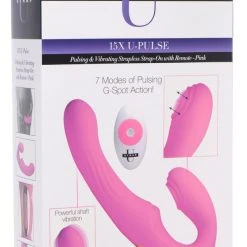 Strap U Dildos & Strap-Ons 15X U-Pulse Silicone Pulsating And Vibrating Strapless Strap-on With Remote -