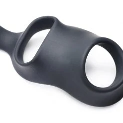 Alpha-Pro 10X P-Bomb Silicone Cock And Ball Ring With Vibrating Anal Plug