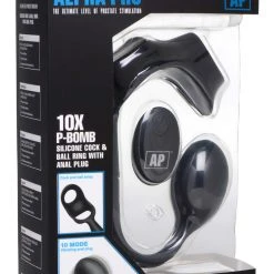 Alpha-Pro 10X P-Bomb Silicone Cock And Ball Ring With Vibrating Anal Plug