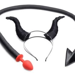 Tailz Devil Tail Anal Plug And Horns Set