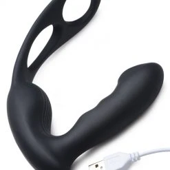 Alpha-Pro 7X P-Strap Milking And Vibrating Prostate Stimulator With Cock And Ball Harness