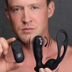 Alpha-Pro 7X P-Strap Milking And Vibrating Prostate Stimulator With Cock And Ball Harness