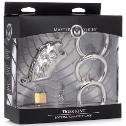 Master Series BDSM Tiger King Locking Chastity Cage