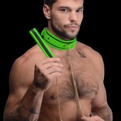 Master Series BDSM Kink In The Dark Glowing Collar With Leash