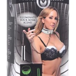Master Series BDSM Kink In The Dark Glowing Collar With Leash