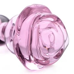 Booty Sparks Rose Glass Anal Plug - Large
