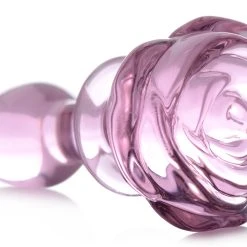 Booty Sparks Rose Glass Anal Plug - Large