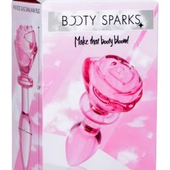 Booty Sparks Rose Glass Anal Plug - Large