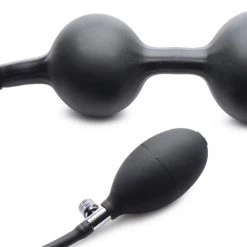 Master Series Devils Rattle Inflatable Silicone Anal Plug With Cock And Ball Ring