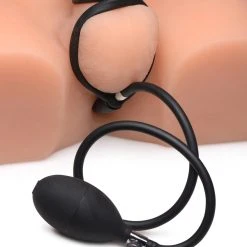 Master Series Devils Rattle Inflatable Silicone Anal Plug With Cock And Ball Ring