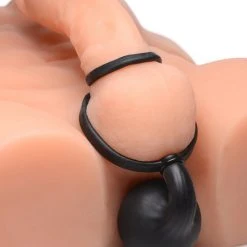 Master Series Devils Rattle Inflatable Silicone Anal Plug With Cock And Ball Ring