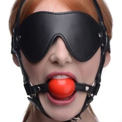 Strict Blindfold Harness And Ball Gag