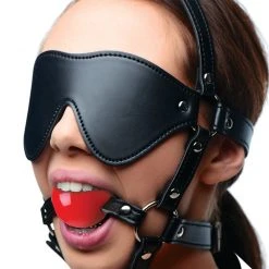 Strict Blindfold Harness And Ball Gag