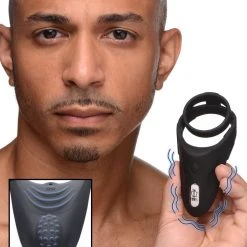 Trinity Vibes 10X Silicone Cock Ring With Vibrating Taint Stimulator Penis Pleasure