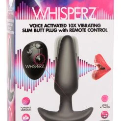 Whisperz Voice Activated 10X Silicone Vibrating Slim Butt Plug With Remote Control Anal