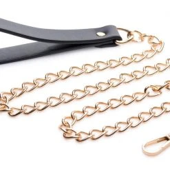 Master Series BDSM Leashed Lover Black And Gold Chain Leash