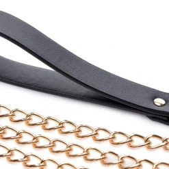 Master Series BDSM Leashed Lover Black And Gold Chain Leash