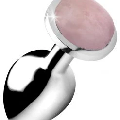 Booty Sparks Authentic Rose Quartz Gemstone Anal Plug - Large