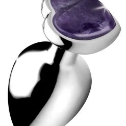 Booty Sparks Genuine Amethyst Gemstone Heart Anal Plug - Large