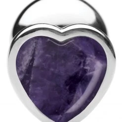 Booty Sparks Genuine Amethyst Gemstone Heart Anal Plug - Large