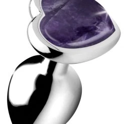 Booty Sparks Genuine Amethyst Gemstone Heart Anal Plug - Large