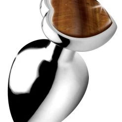 Booty Sparks Authentic Tigers Eye Gemstone Heart Anal Plug - Large