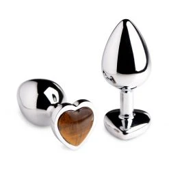 Booty Sparks Authentic Tigers Eye Gemstone Heart Anal Plug - Large