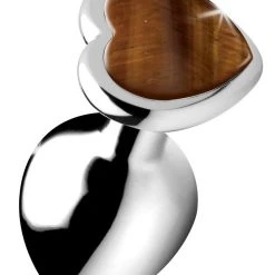 Booty Sparks Authentic Tigers Eye Gemstone Heart Anal Plug - Large