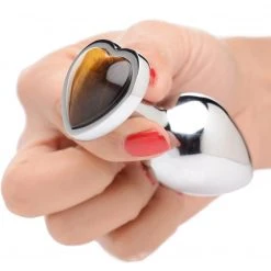 Booty Sparks Authentic Tigers Eye Gemstone Heart Anal Plug - Large