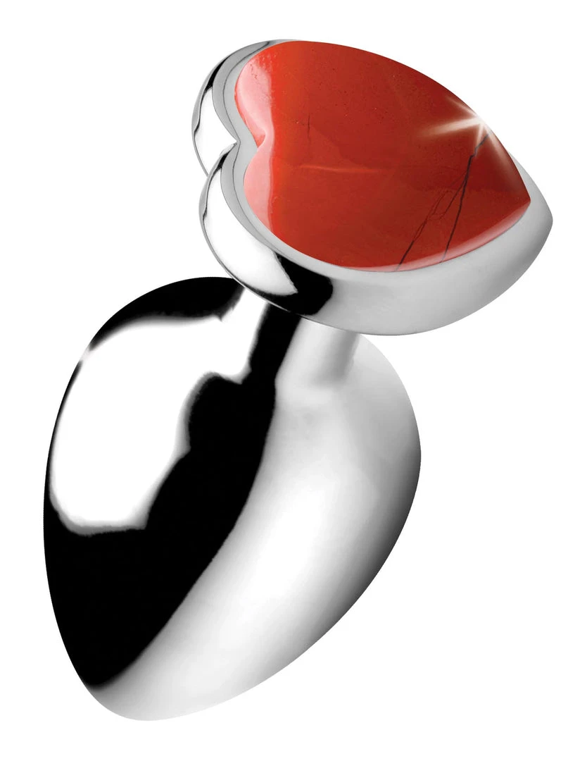 Booty Sparks Authentic Jasper Gemstone Heart Anal Plug - Large 1 Booty Sparks Authentic Jasper Gemstone Heart Anal Plug - Large